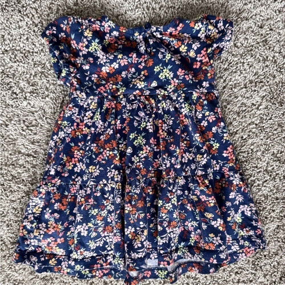 Carter’s Navy Floral Dress Short sleeve fall floral dress – Size 12 Months